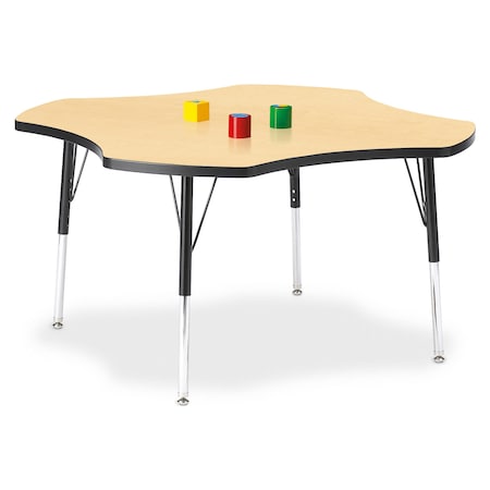 Jonti-Craft Berries Four Leaf Activity Table, E-height, Maple/Black/Black 6453JCE011